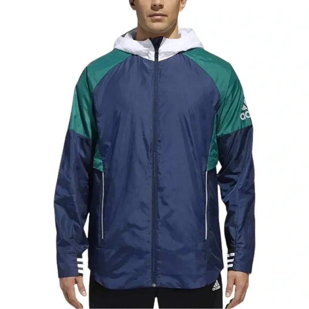Adidas Men's ID Athletics Woven Shell Jacket, Blue.‎ Green. Size Large. NWT’s
